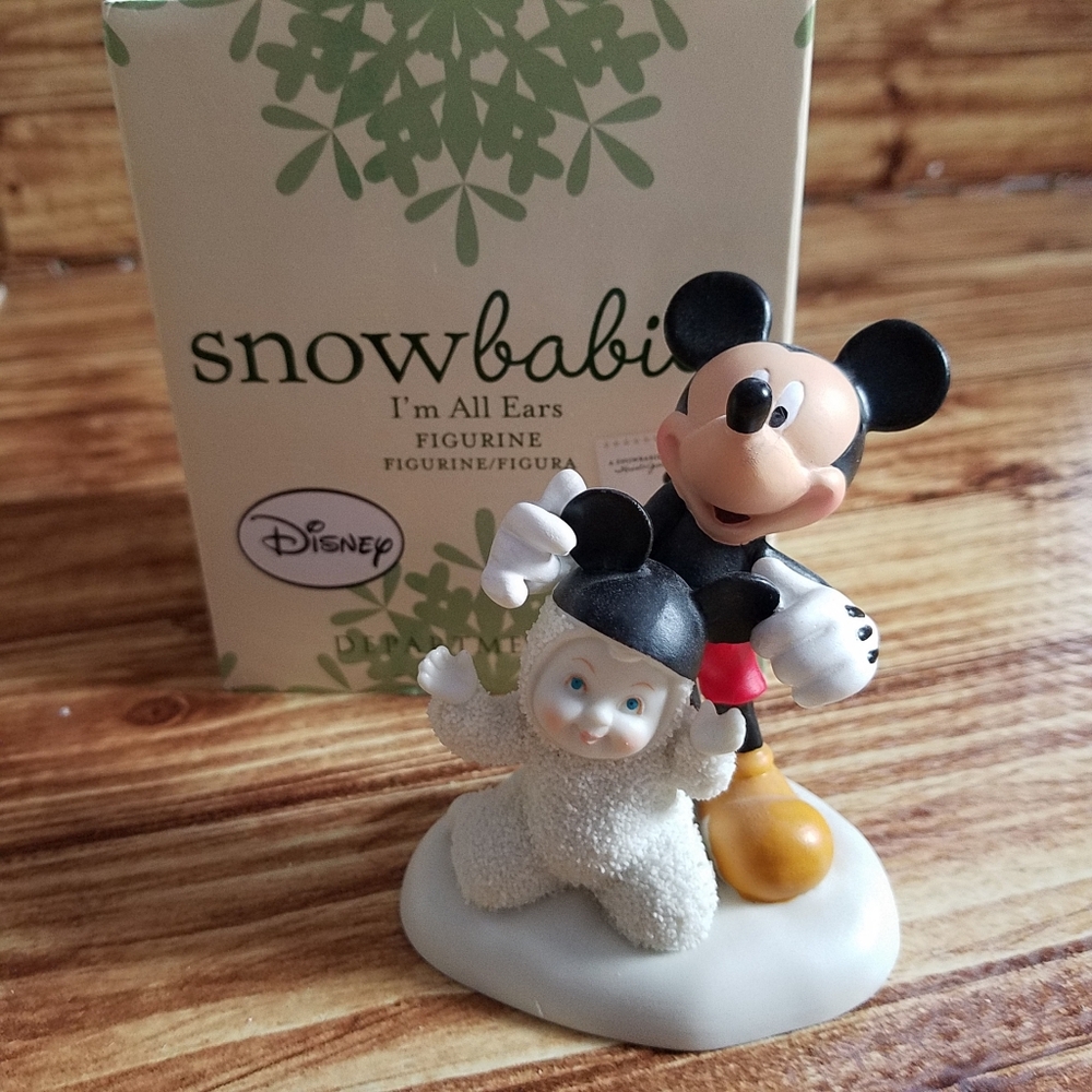 Dept 56 Disney Snowbabies Mickey Mouse I'm All Ears Figurine 4039691 RETIRED Box